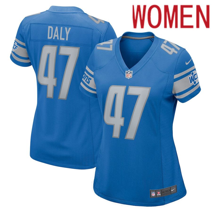 Women Detroit Lions #47 Scott Daly Nike Blue Game NFL Jersey->women nfl jersey->Women Jersey